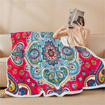 Floral Paisley Mandala Print Sherpa Blanket