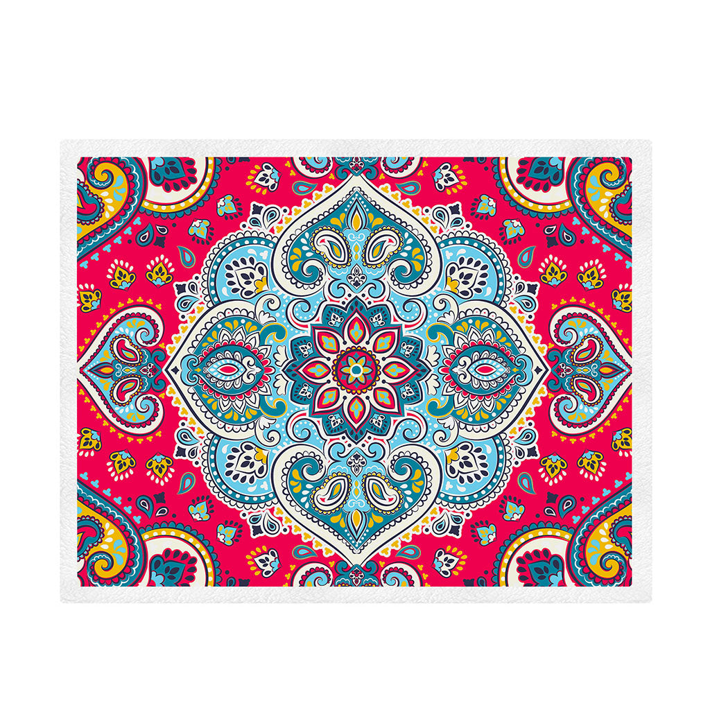 Floral Paisley Mandala Print Sherpa Blanket
