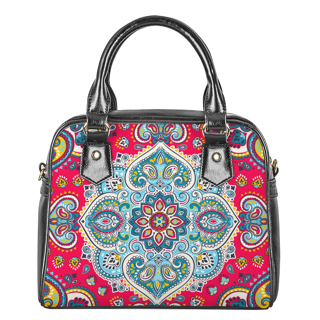 Floral Paisley Mandala Print Shoulder Handbag