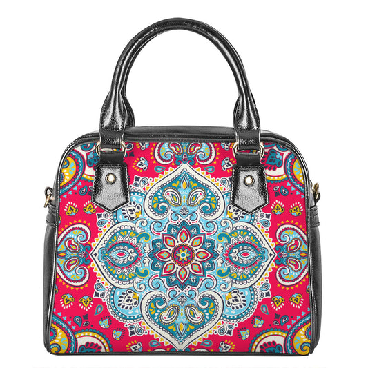 Floral Paisley Mandala Print Shoulder Handbag