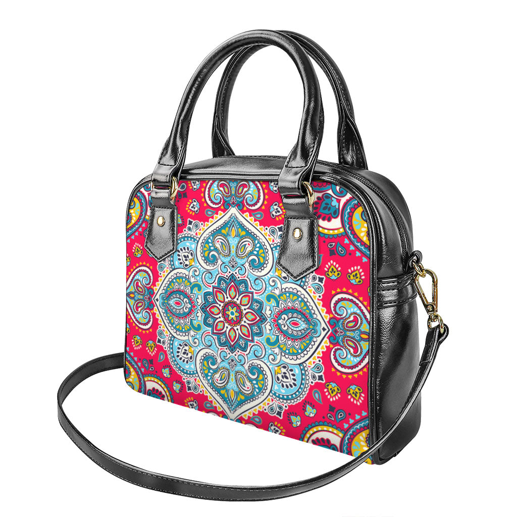 Floral Paisley Mandala Print Shoulder Handbag