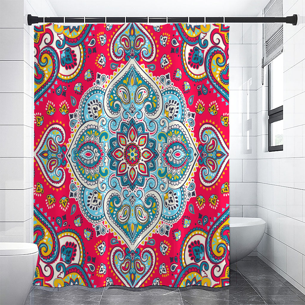 Floral Paisley Mandala Print Shower Curtain