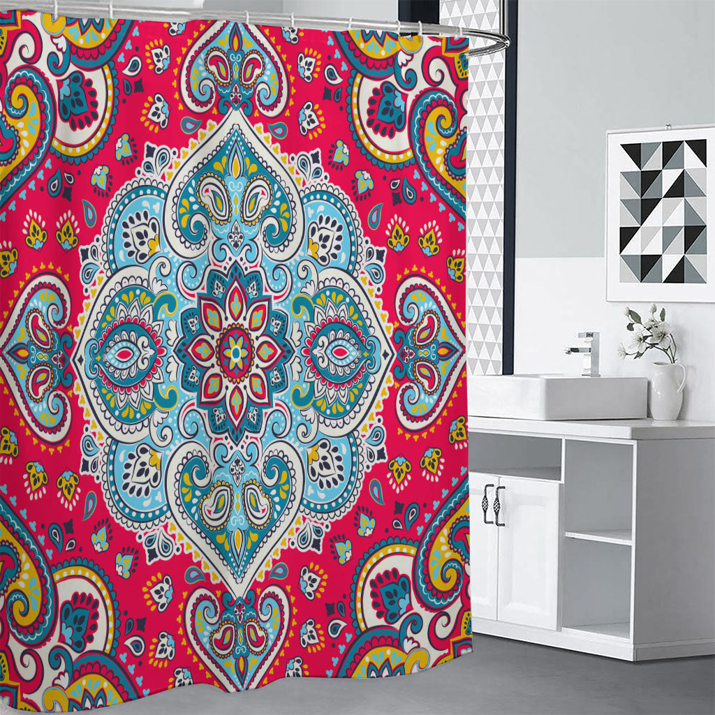 Floral Paisley Mandala Print Shower Curtain