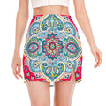 Floral Paisley Mandala Print Side Slit Mini Skirt