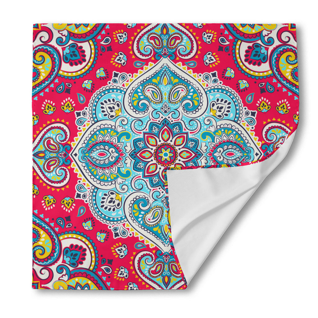 Floral Paisley Mandala Print Silk Bandana