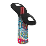 Floral Paisley Mandala Print Single Neoprene Wine Tote