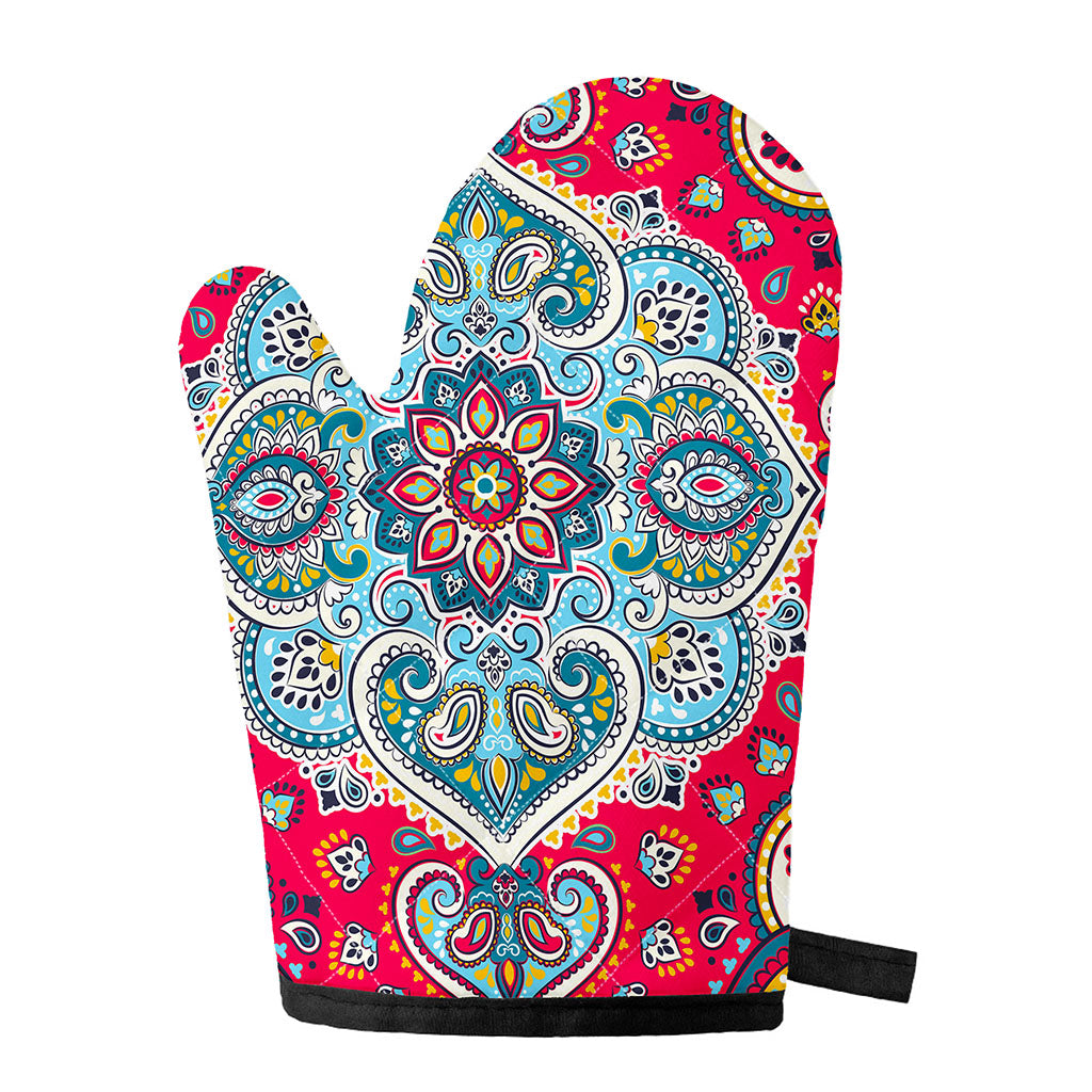 Floral Paisley Mandala Print Single Oven Mitt