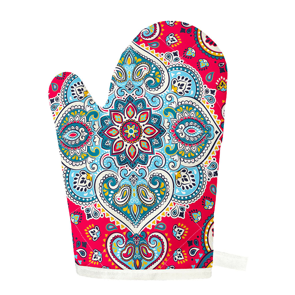 Floral Paisley Mandala Print Single Oven Mitt