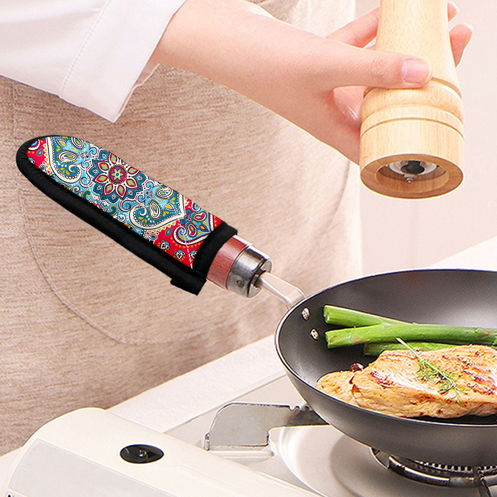 Floral Paisley Mandala Print Skillet Handle Cover