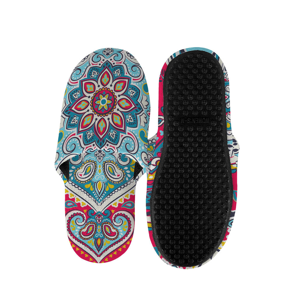 Floral Paisley Mandala Print Slippers