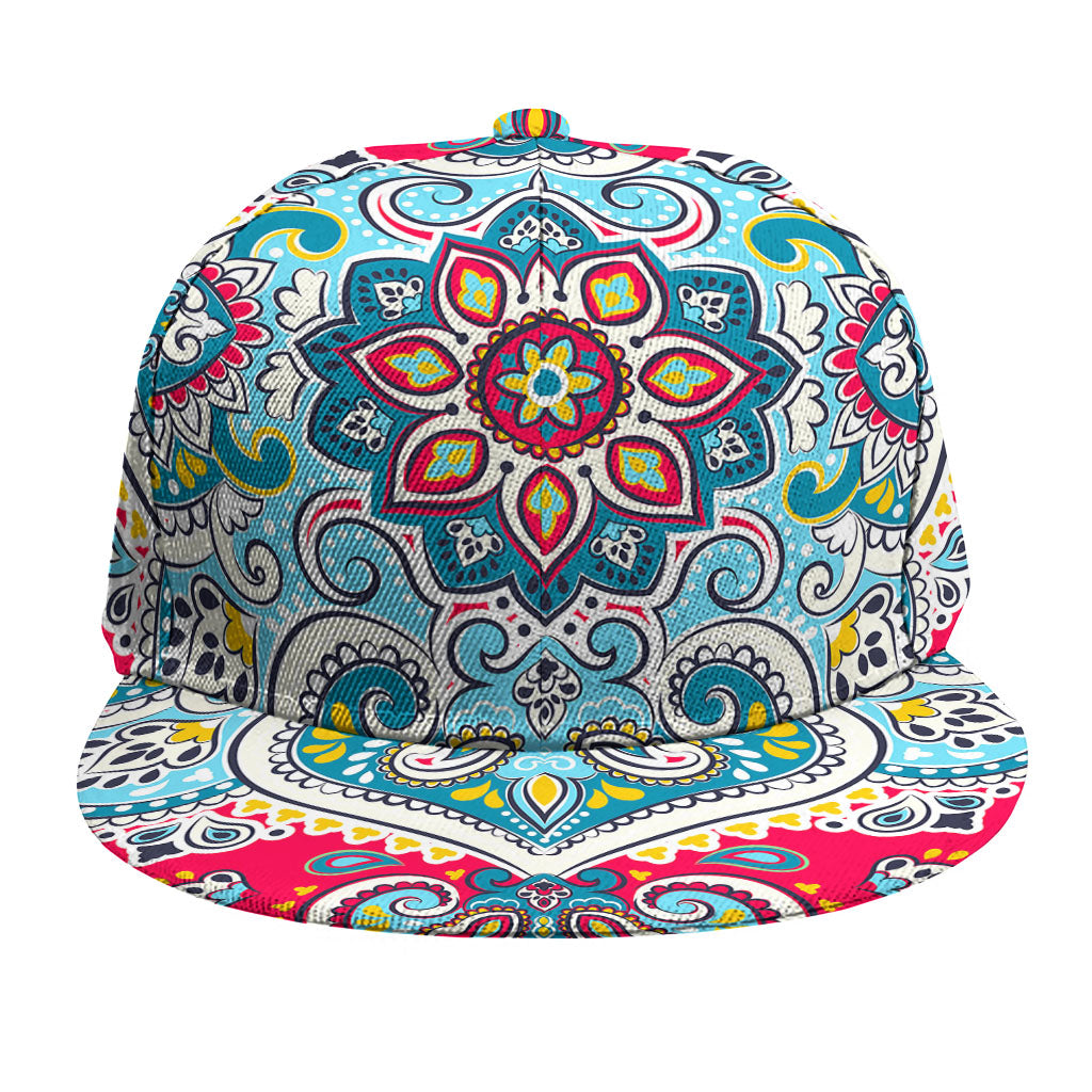 Floral Paisley Mandala Print Snapback Cap