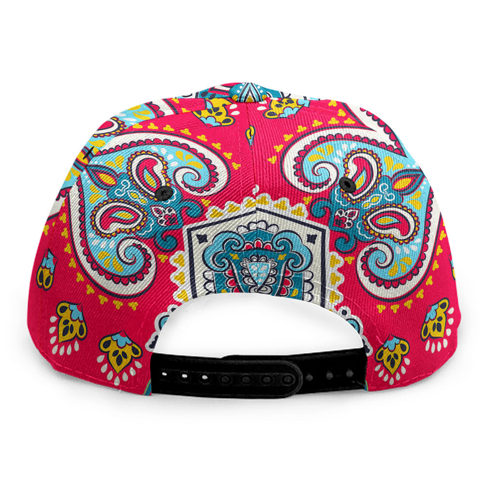 Floral Paisley Mandala Print Snapback Cap