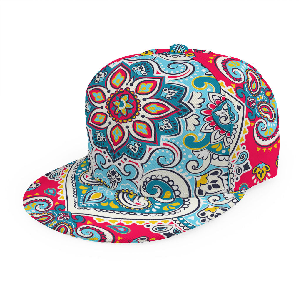 Floral Paisley Mandala Print Snapback Cap