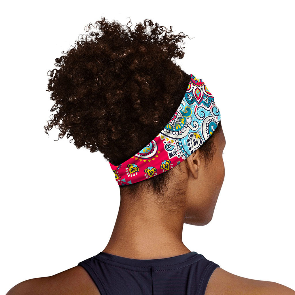 Floral Paisley Mandala Print Sports Headband