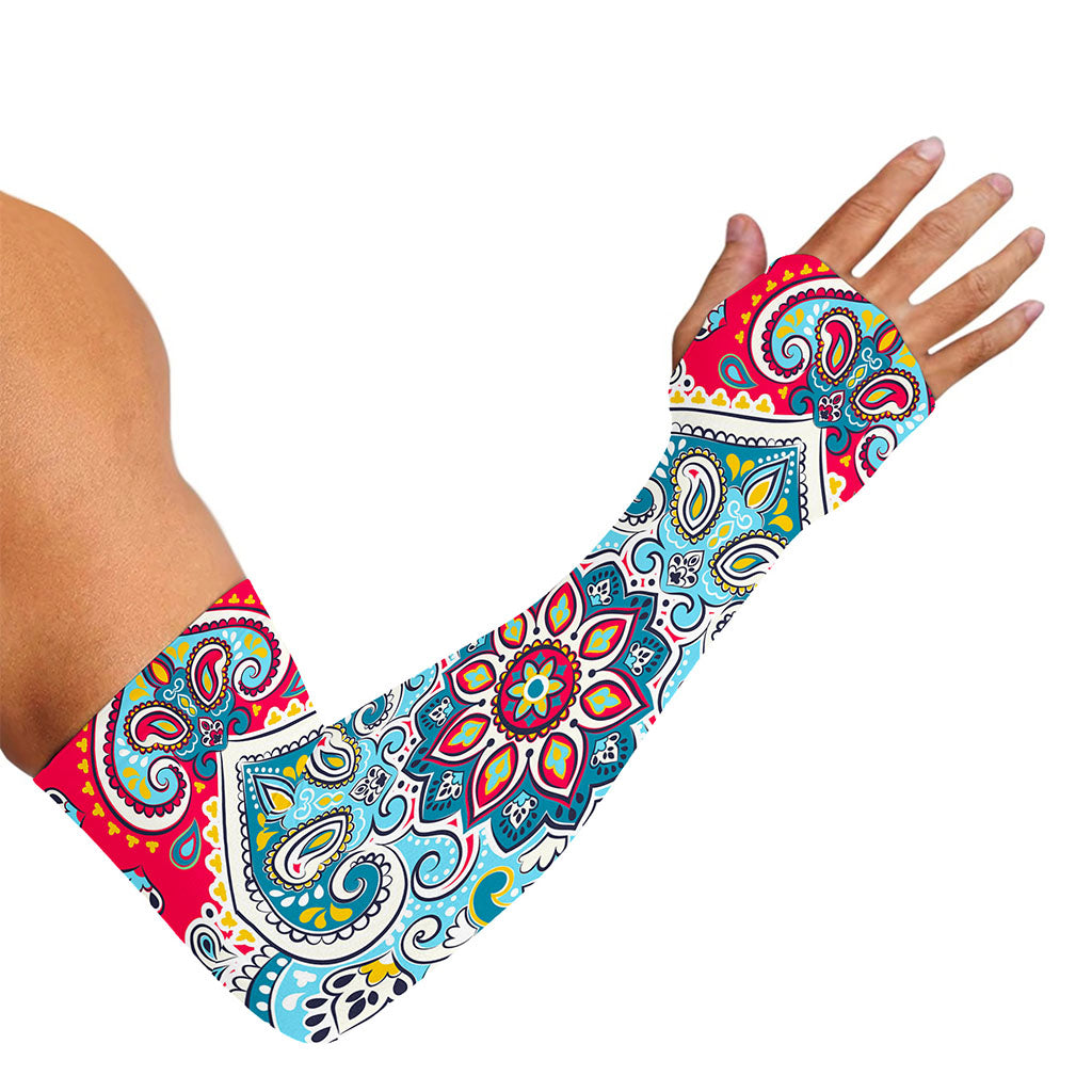 Floral Paisley Mandala Print Sun Protection Arm Sleeves