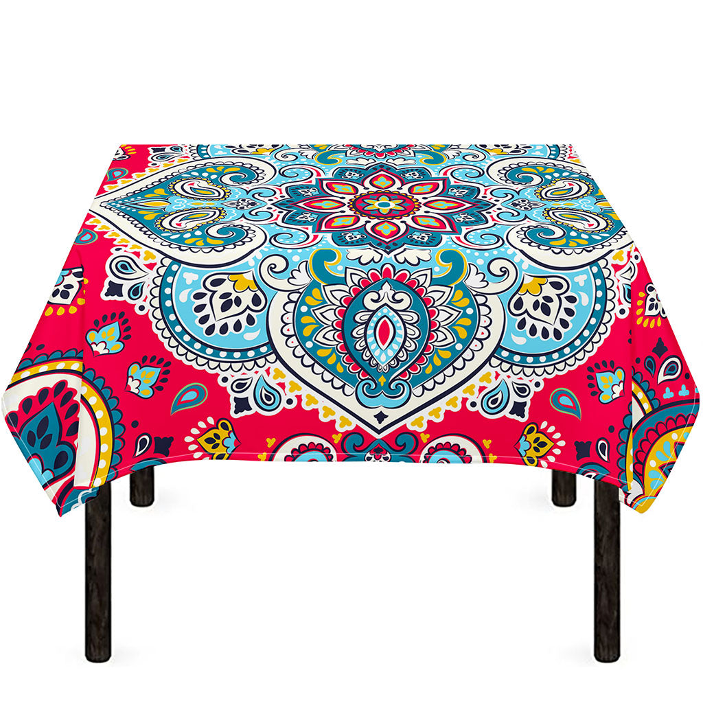Floral Paisley Mandala Print Tablecloth