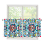 Floral Paisley Mandala Print Tier Curtains