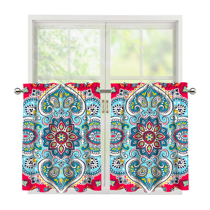 Floral Paisley Mandala Print Tier Curtains