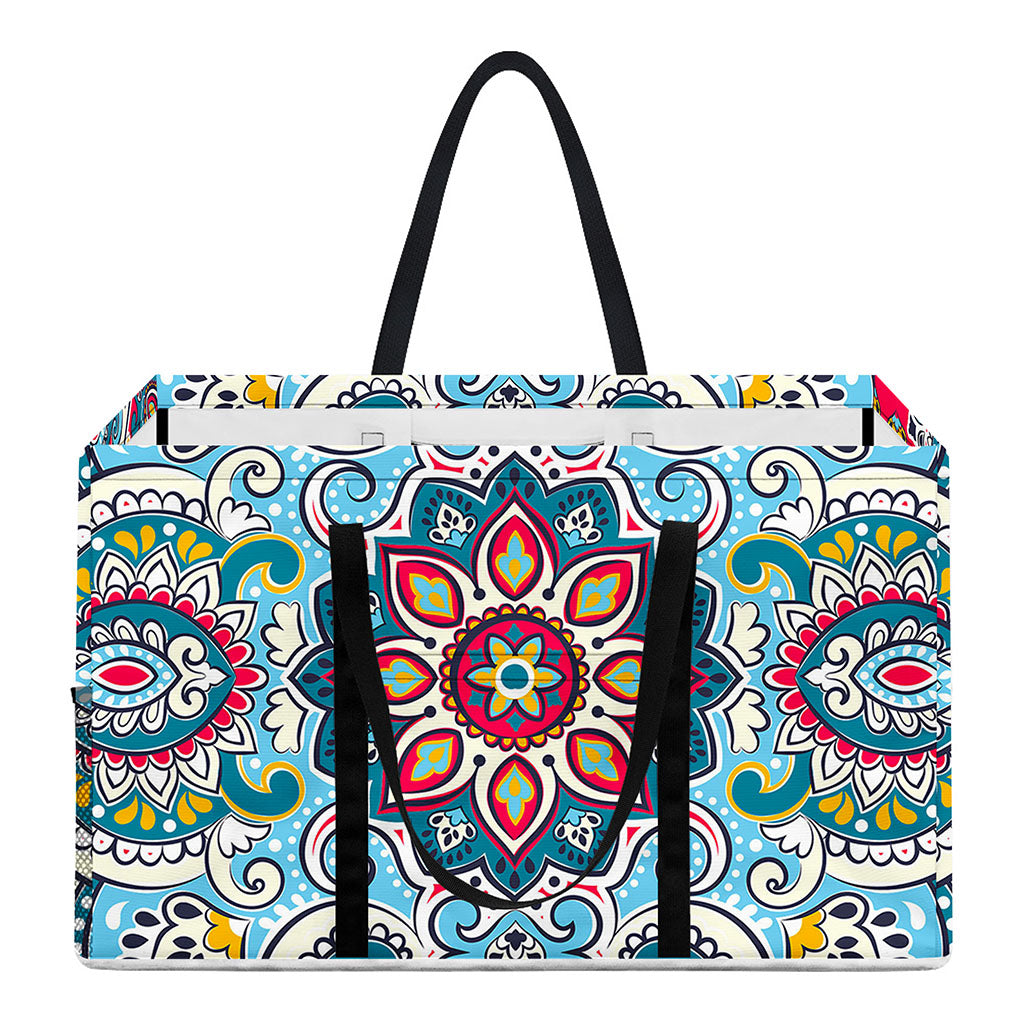 Floral Paisley Mandala Print Utility Tote Bag