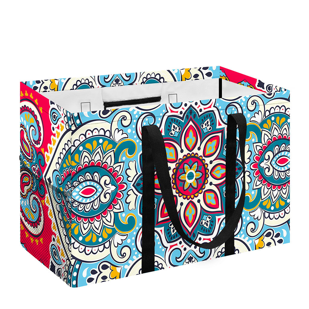Floral Paisley Mandala Print Utility Tote Bag