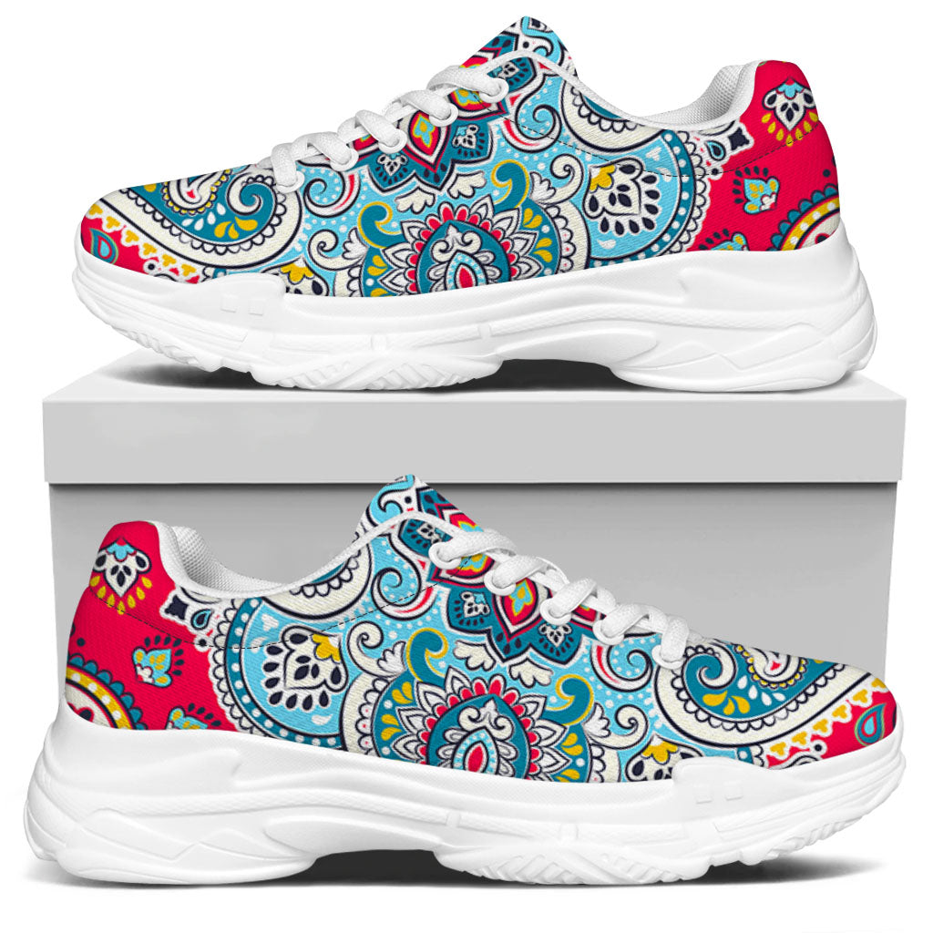 Floral Paisley Mandala Print White Chunky Shoes