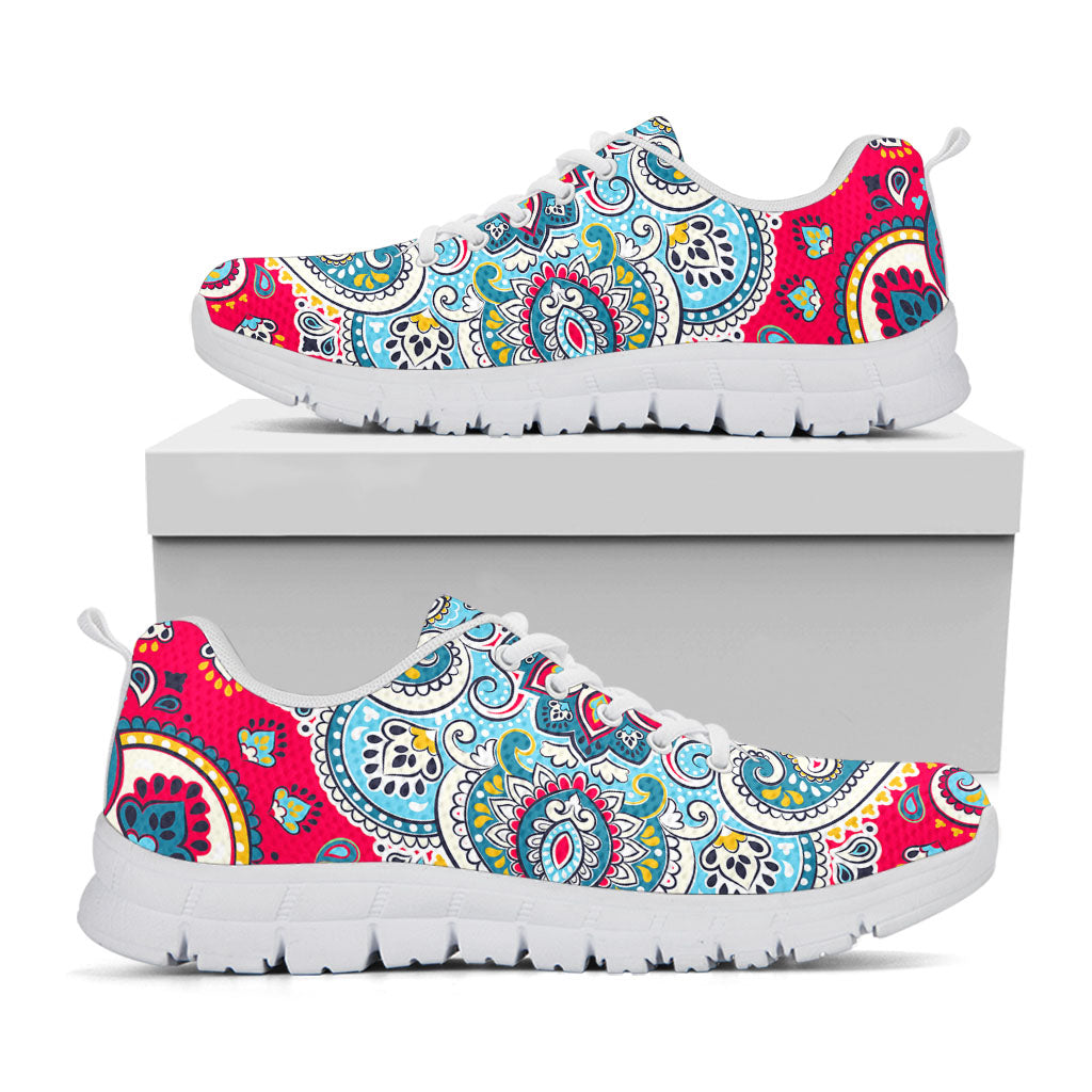 Floral Paisley Mandala Print White Running Shoes