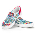 Floral Paisley Mandala Print White Slip On Sneakers