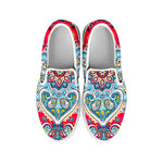 Floral Paisley Mandala Print White Slip On Sneakers