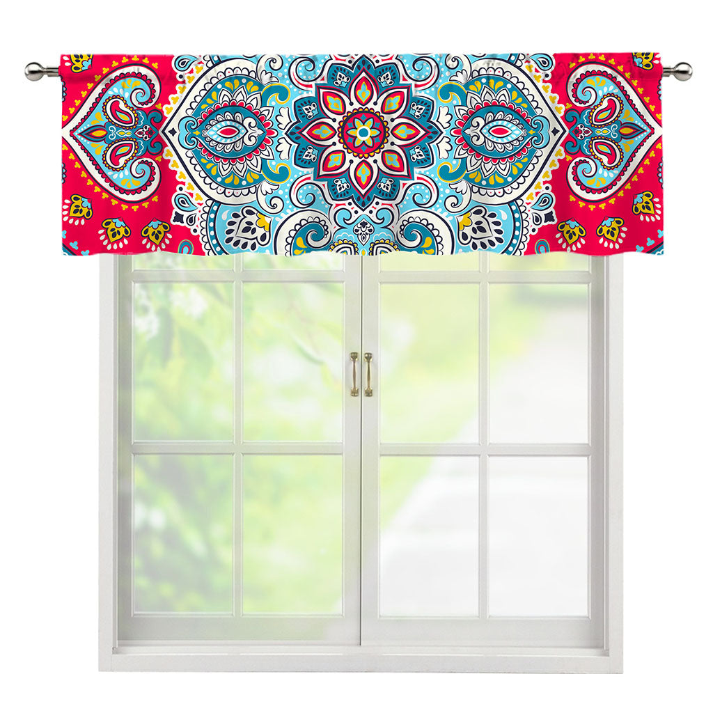 Floral Paisley Mandala Print Window Valance