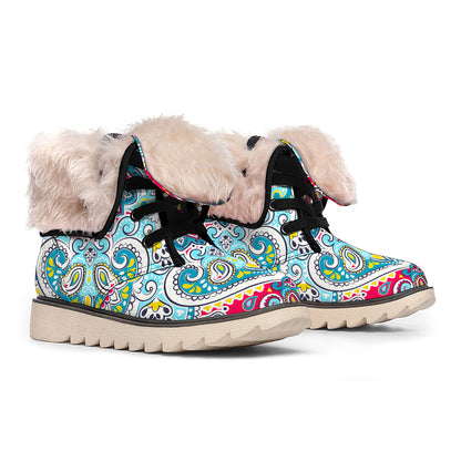 Floral Paisley Mandala Print Winter Boots