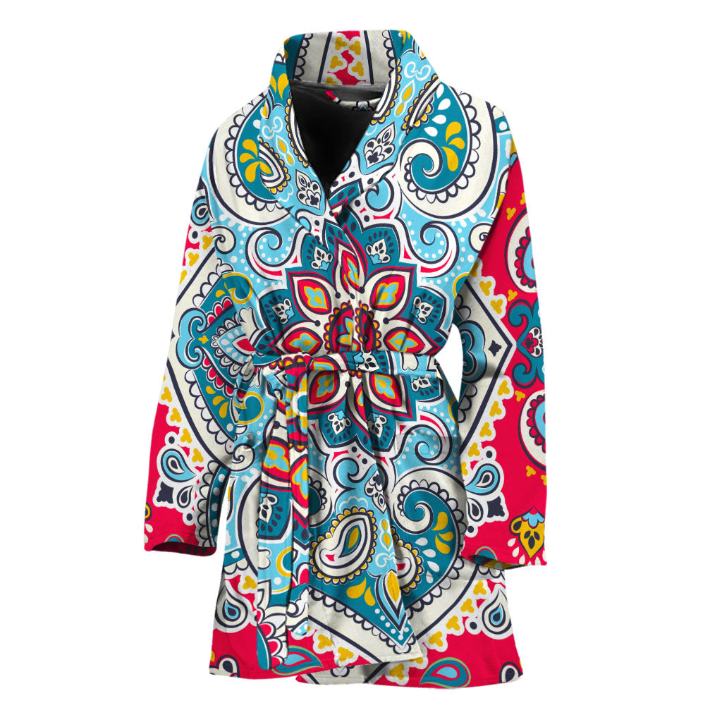 Floral Paisley Mandala Print Women's Bathrobe