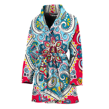 Floral Paisley Mandala Print Women's Bathrobe