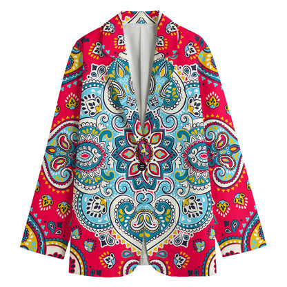 Floral Paisley Mandala Print Women's Blazer
