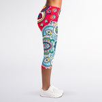 Floral Paisley Mandala Print Women's Capri Leggings