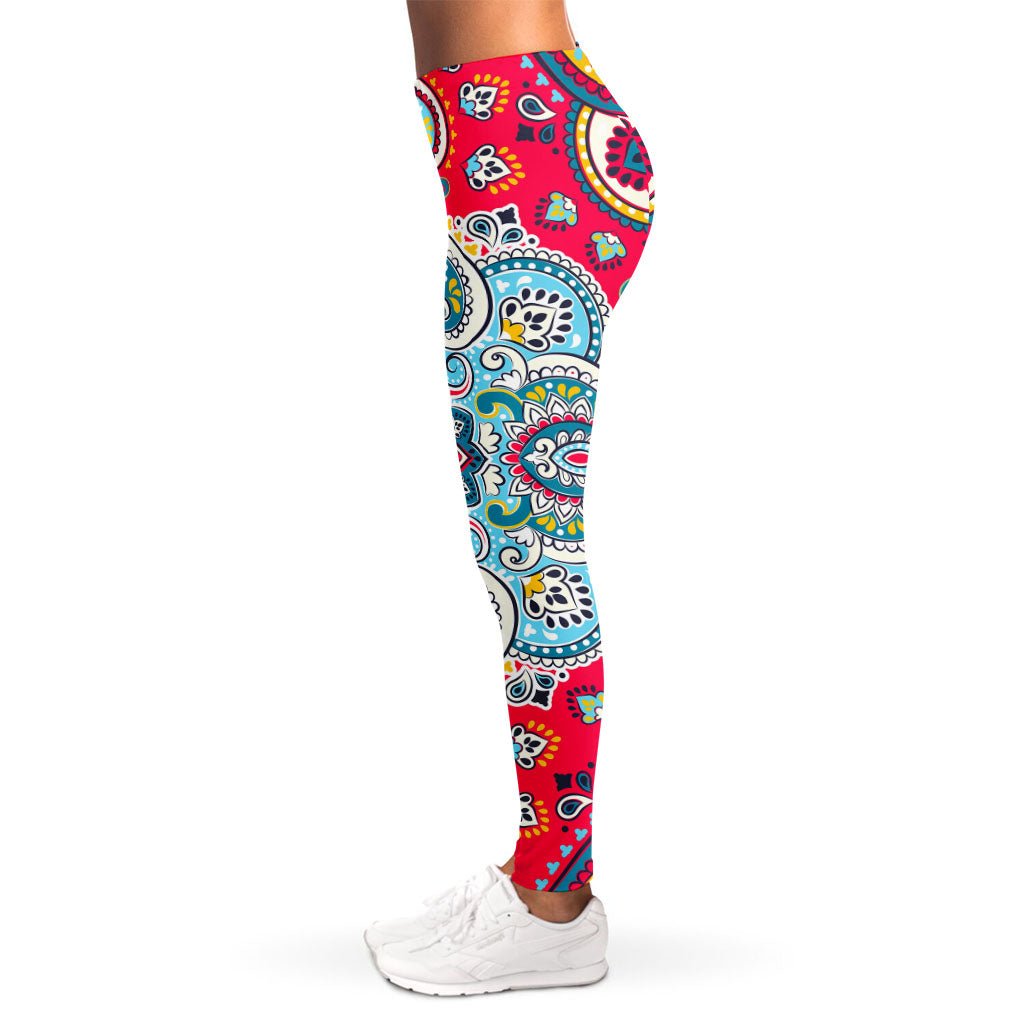 Floral Paisley Mandala Print Women's Leggings