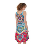 Floral Paisley Mandala Print Women's Sleeveless Dress