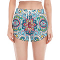 Floral Paisley Mandala Print Women's Split Running Shorts