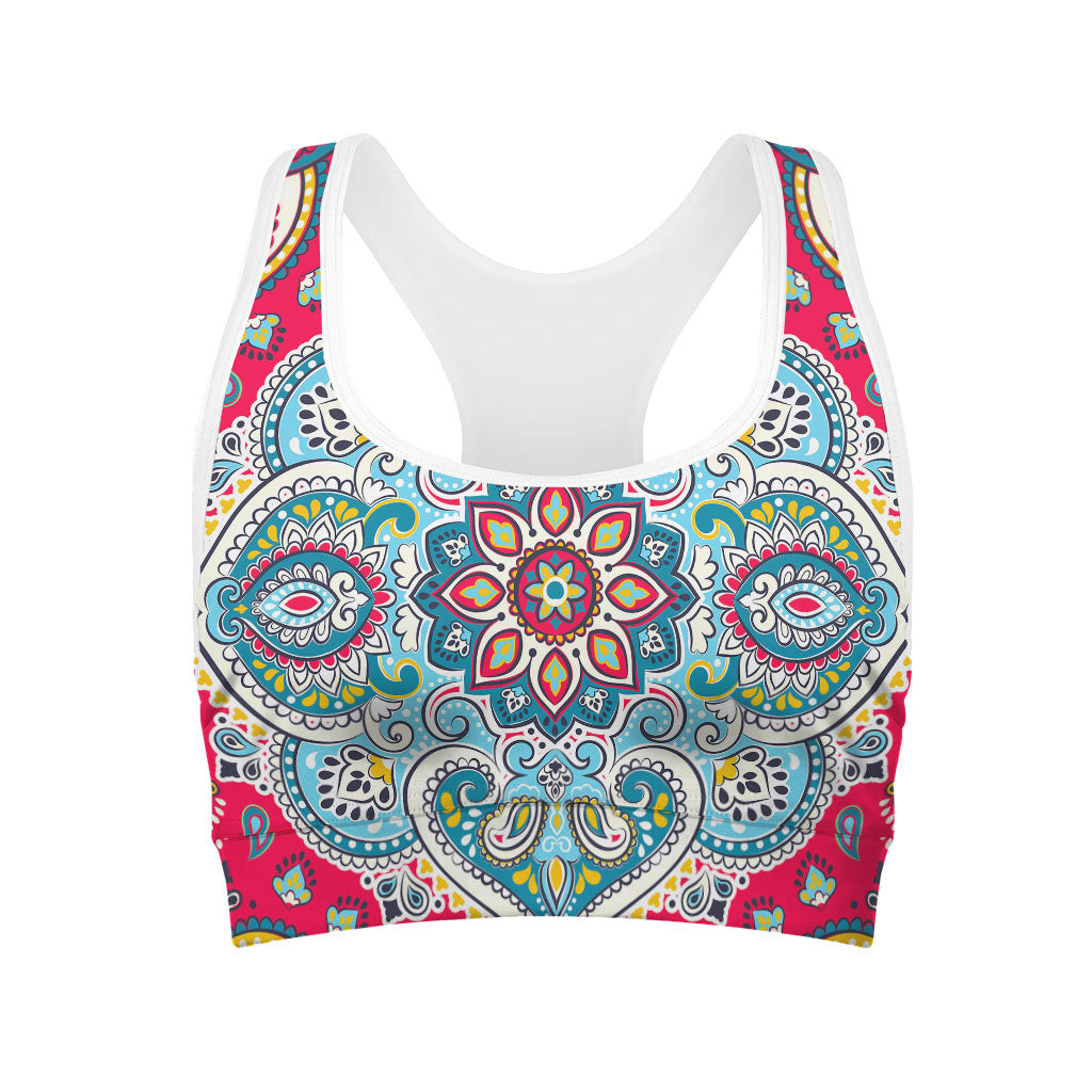 Floral Paisley Mandala Print Women's Sports Bra