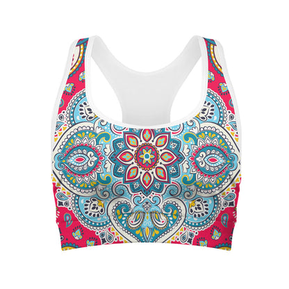 Floral Paisley Mandala Print Women's Sports Bra