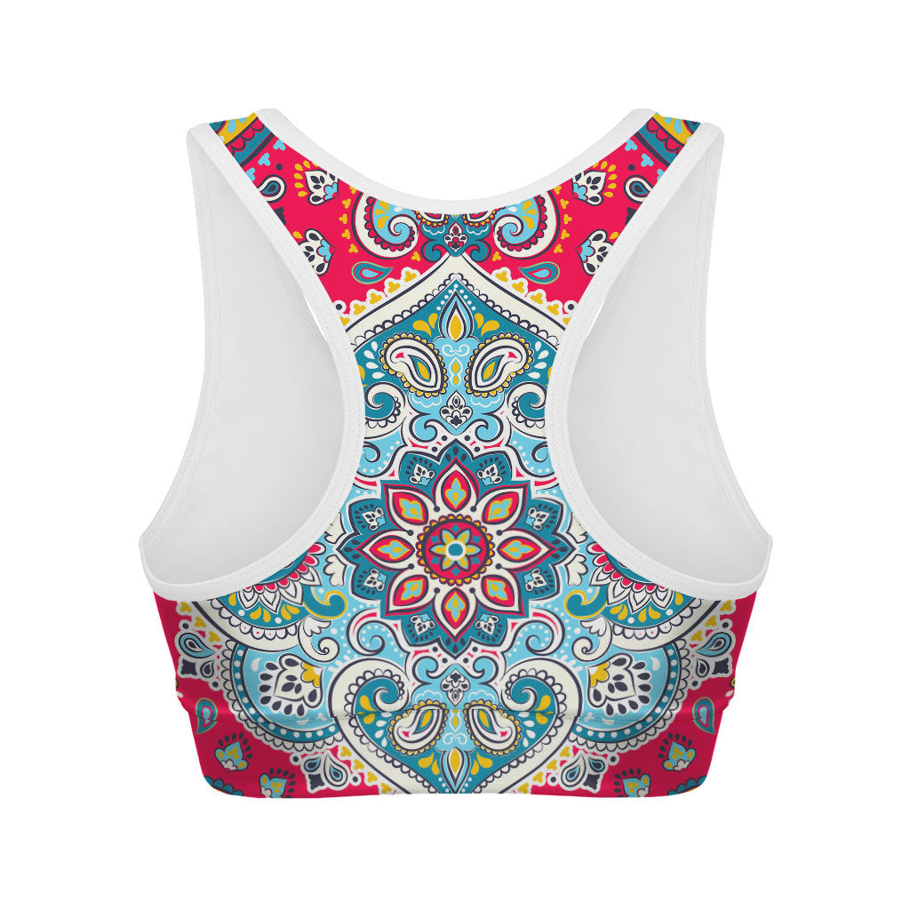 Floral Paisley Mandala Print Women's Sports Bra