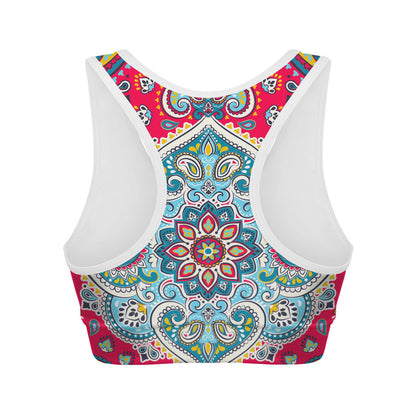 Floral Paisley Mandala Print Women's Sports Bra