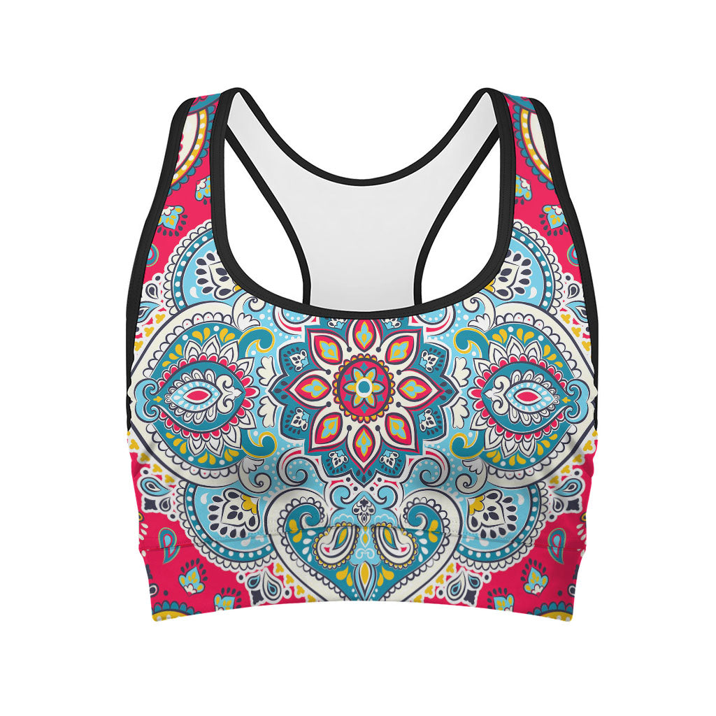 Floral Paisley Mandala Print Women's Sports Bra