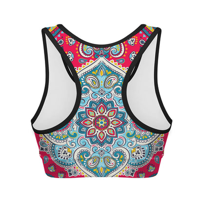 Floral Paisley Mandala Print Women's Sports Bra