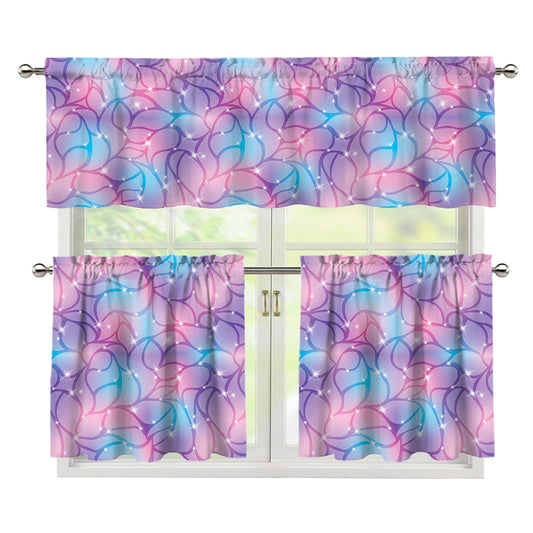 Floral Sparkle Print 3 Piece Kitchen Curtains