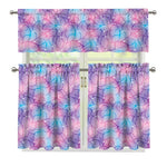 Floral Sparkle Print 3 Piece Kitchen Curtains