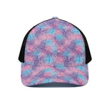 Floral Sparkle Print Black Mesh Trucker Cap