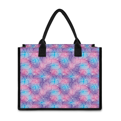 Floral Sparkle Print Canvas Tote Bag