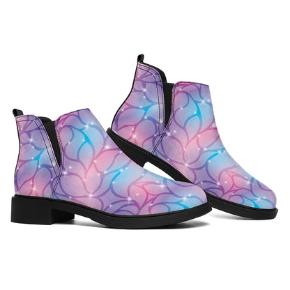 Floral Sparkle Print Flat Ankle Boots