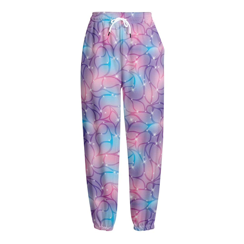 Floral Sparkle Print Fleece Lined Knit Pants