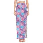 Floral Sparkle Print High Slit Maxi Skirt